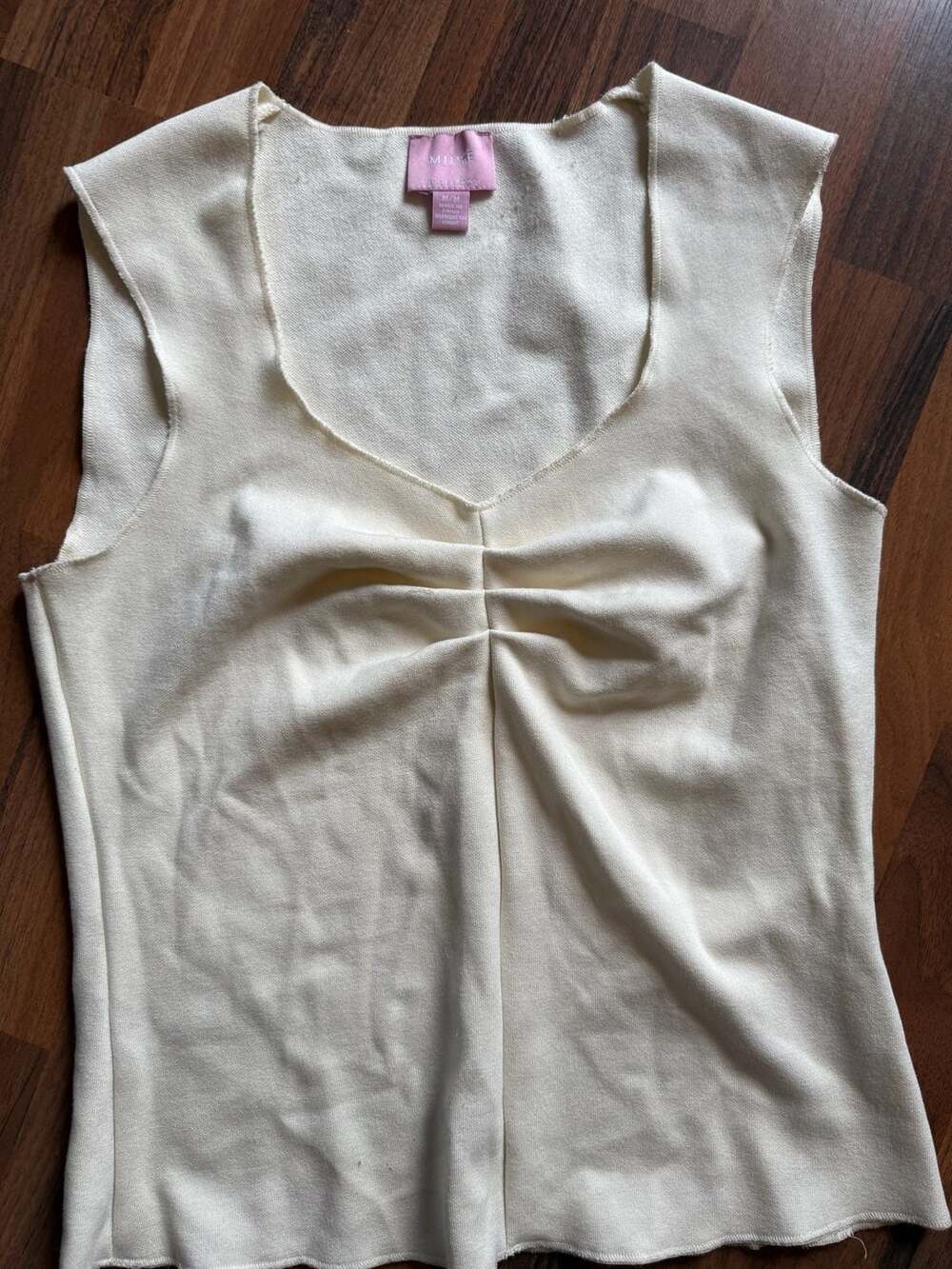 Muse Republic Clothing Cream Front-Ruched Sleeveless Tank Top
